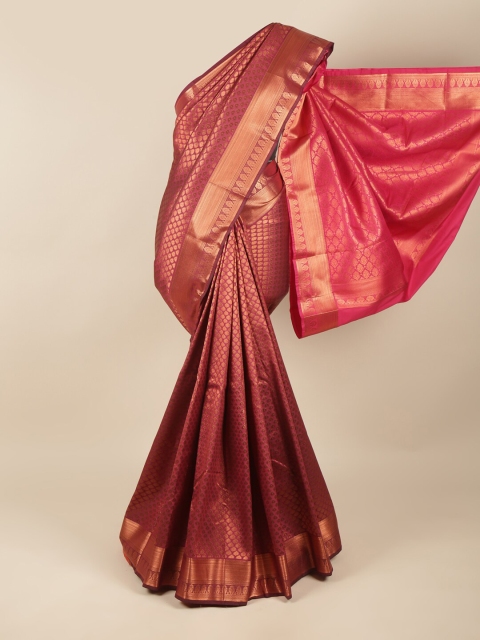 

Pothys Purple & Gold-Toned Ethnic Motifs Zari Pure Silk Saree