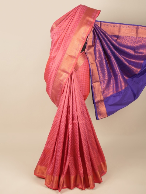 

Pothys Pink & Gold-Toned Woven Design Zari Pure Silk Saree