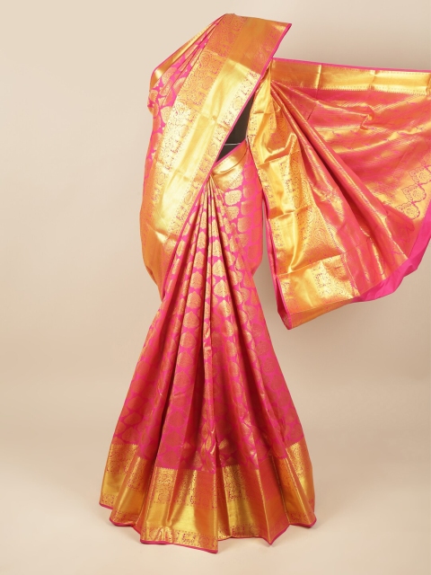 

Pothys Pink & Gold-Toned Woven Design Pure Silk Saree