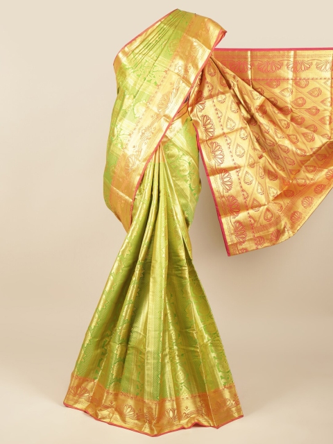 

Pothys Green & Orange Woven Design Pure Silk Saree