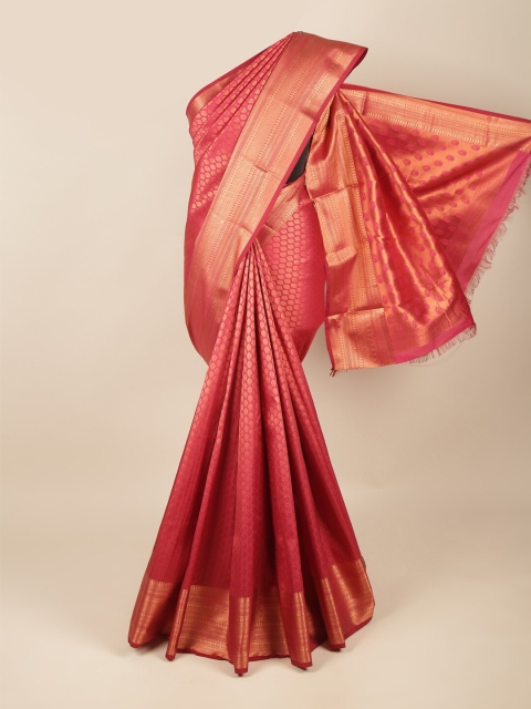 

Pothys Pink & Gold-Toned Ethnic Motifs Zari Pure Silk Saree