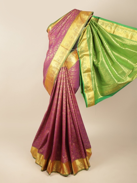 

Pothys Violet & Green Floral Pure Silk Saree