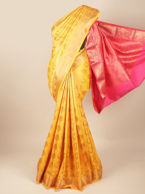 

Pothys Yellow & Red Ethnic Motifs Zari Pure Silk Saree
