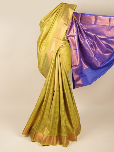 

Pothys Green & Violet Ethnic Motifs Zari Pure Silk Saree