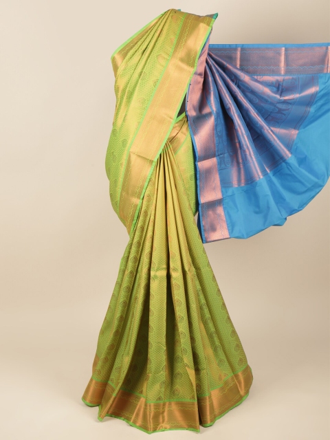 

Pothys Green & Gold-Toned Ethnic Motifs Zari Pure Silk Saree