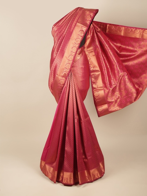 

Pothys Pink & Gold-Toned Floral Pure Silk Saree