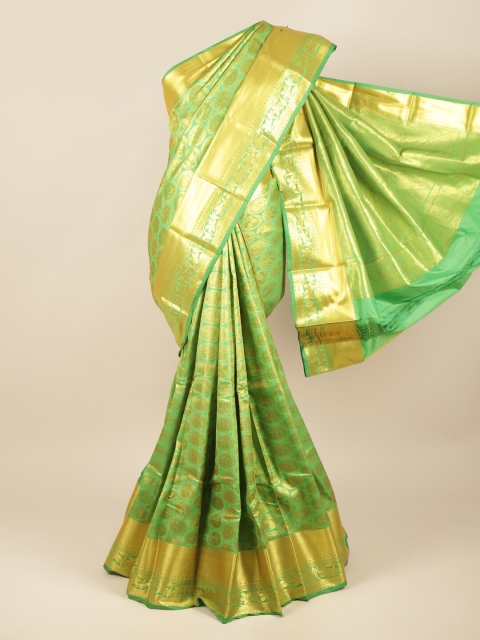 

Pothys Green & Gold-Toned Woven Design Zari Pure Silk Saree
