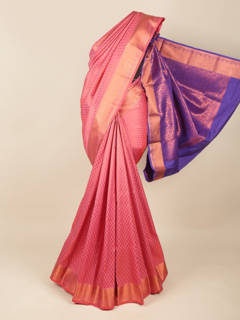 

Pothys Pink & Violet Ethnic Motifs Zari Pure Silk Saree