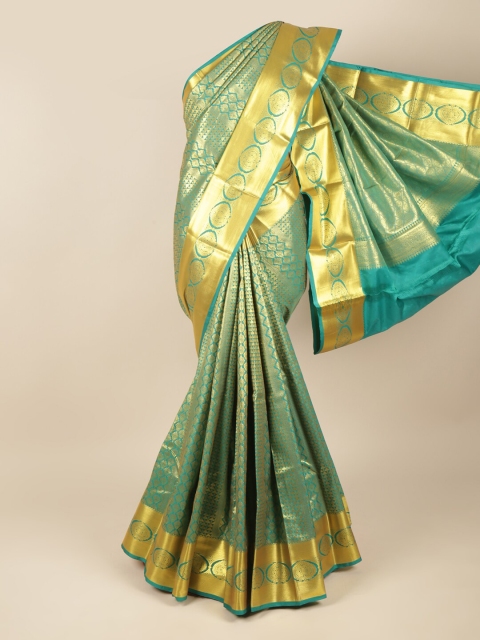 

Pothys Green & Gold-Coloured Ethnic Motifs Zari Pure Silk Saree