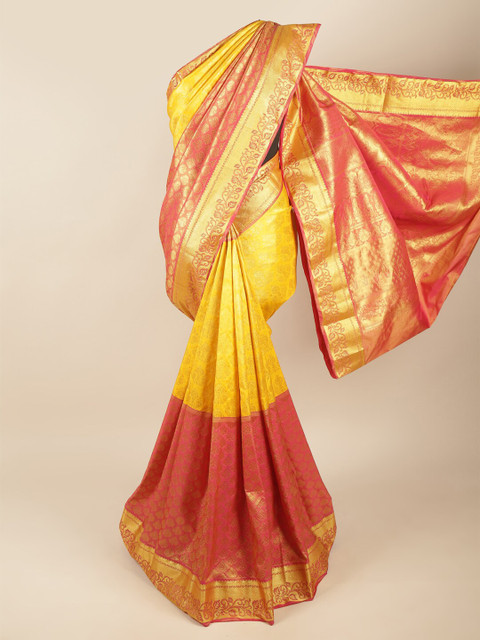 

Pothys Yellow & Pink Floral Pure Silk Saree