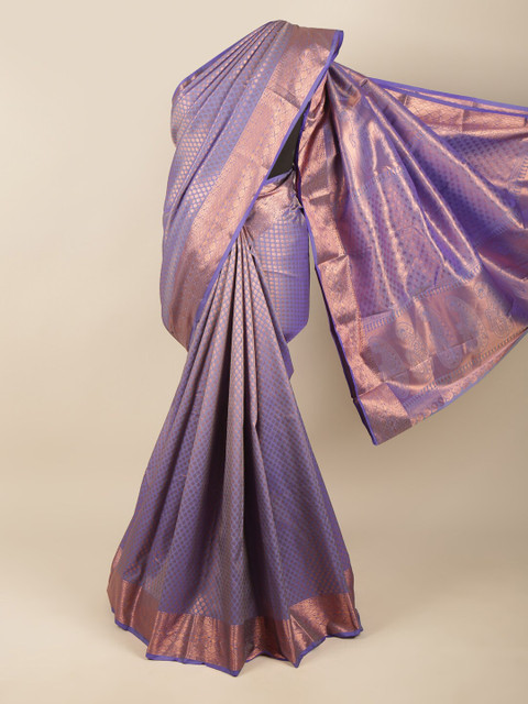 

Pothys Purple & Copper-Coloured Ethnic Motifs Zari Pure Silk Saree