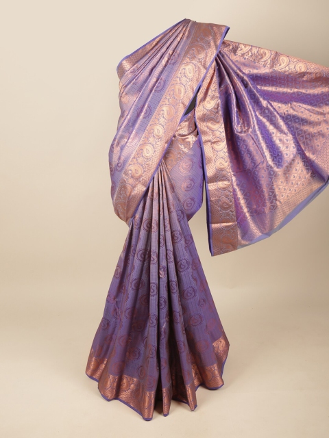 

Pothys Purple & Copper-Coloured Paisley Zari Pure Silk Saree