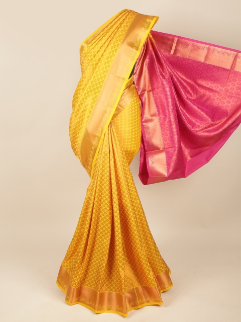 

Pothys Yellow & Pink Woven Design Pure Silk Saree