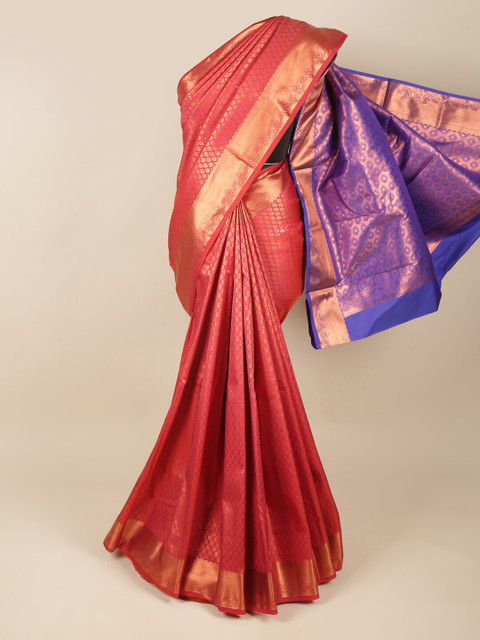 

Pothys Pink & Purple Woven Design Zari Pure Silk Saree