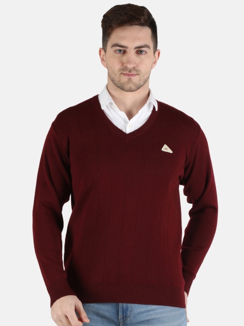 

Monte Carlo Men Maroon Striped Wool Pullover