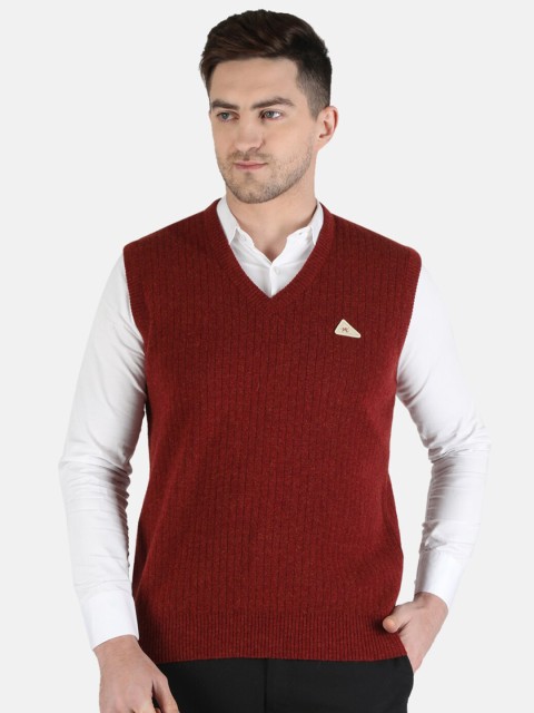 

Monte Carlo Men Orange Solid Wool Sweater Vest
