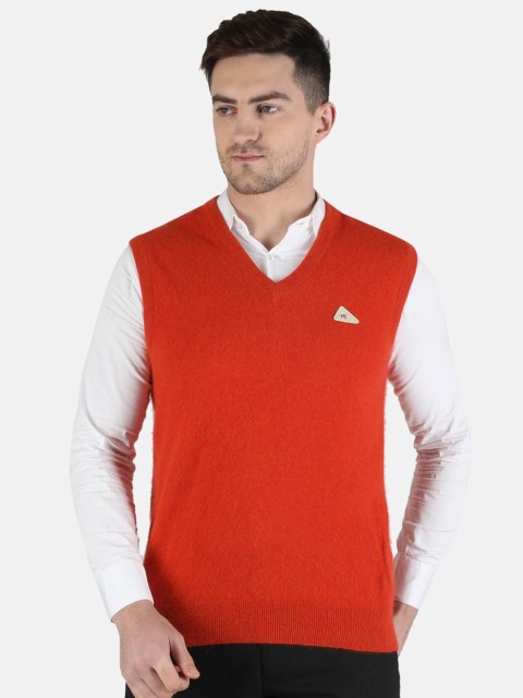 

Monte Carlo Men Orange Solid Wool Sweater Vest
