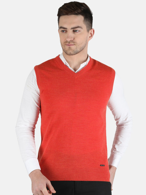 

Monte Carlo Men Orange Woolen Sweater Vest