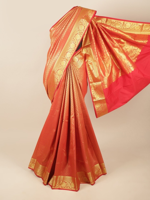 

Pothys Red & Gold-Toned Ethnic Motifs Art Silk Saree