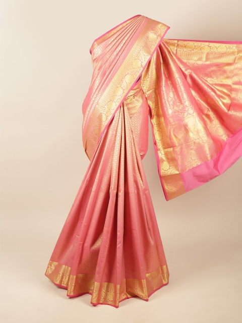 

Pothys Pink & Gold-Toned Woven Design Zari Art Silk Saree