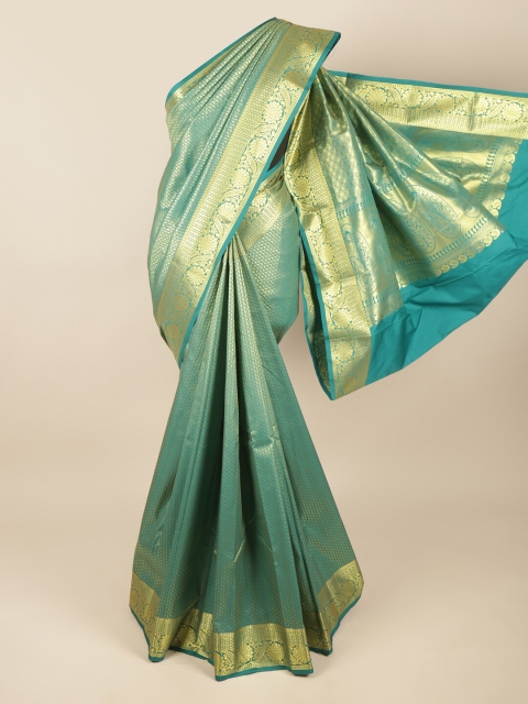 

Pothys Green & Gold-Toned Woven Design Pure Silk Saree