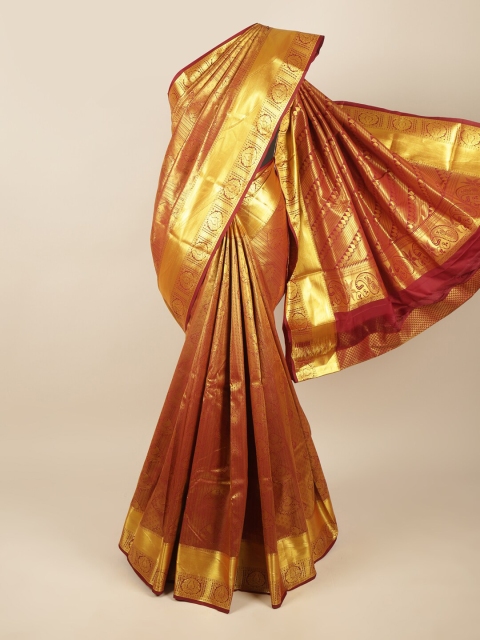 

Pothys Maroon & Gold-Toned Woven Design Zari Art Silk Saree