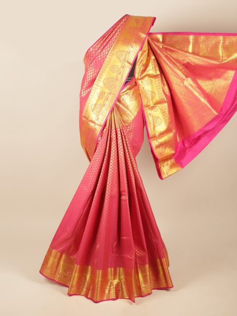 

Pothys Pink & Gold-Toned Woven Design Zari Art Silk Saree