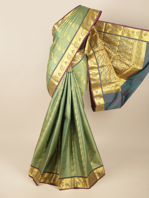 

Pothys Green & Gold-Toned Ethnic Motifs Zari Art Silk Saree