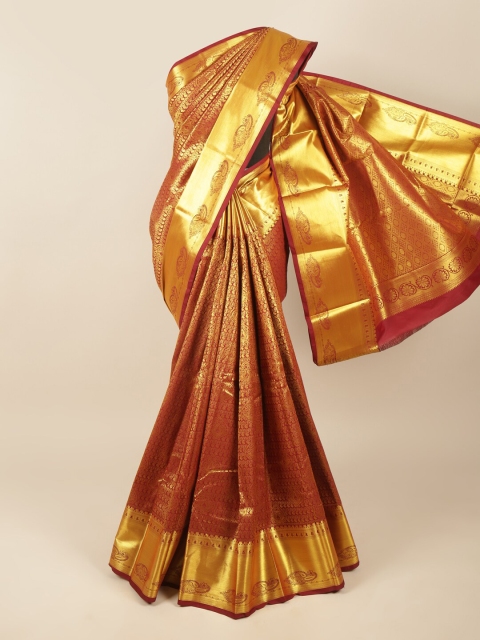 

Pothys Maroon & Gold-Coloured Paisley Zari Art Silk Saree