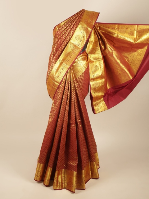 

Pothys Maroon & Gold-Coloured Ethnic Motifs Zari Art Silk Saree