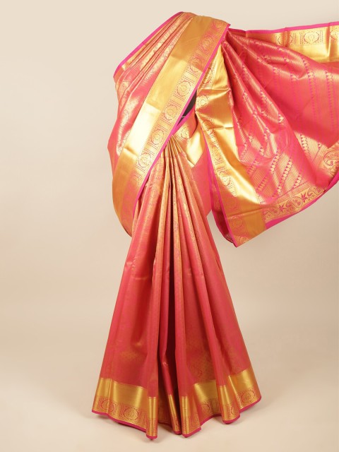 

Pothys Pink & Gold-Toned Woven Design Zari Art Silk Saree