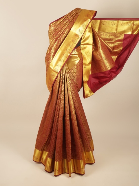 

Pothys Maroon & Gold-Toned Woven Design Zari Art Silk Saree