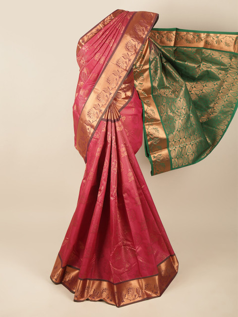 

Pothys Pink & Green Woven Design Zari Art Silk Saree