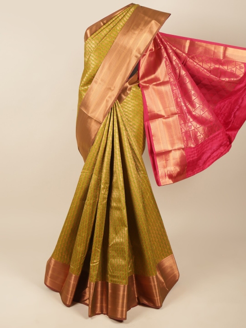 

Pothys Green & Fuchsia Ethnic Motifs Zari Art Silk Saree