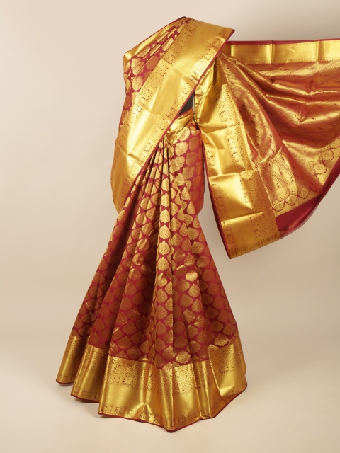 

Pothys Maroon & Gold-Toned Woven Design Zari Art Silk Saree