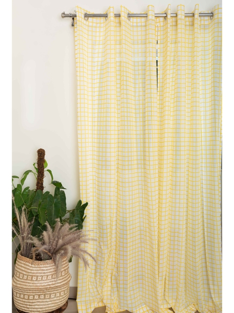 

The Yellow Dwelling Yellow Checked Sheer Door Curtain