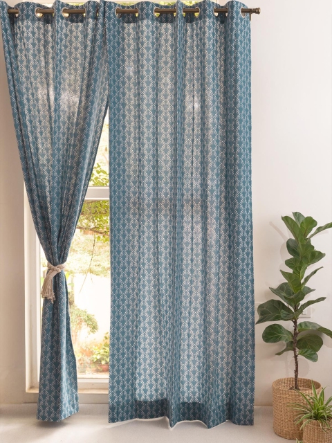 

The Yellow Dwelling Blue Geometric Sheer Window Curtain