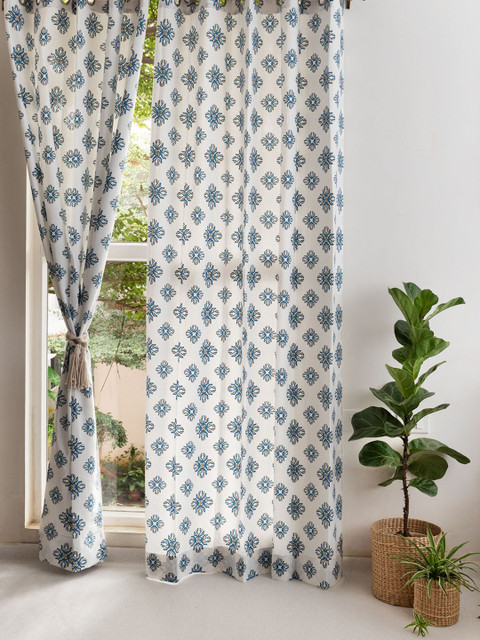 

The Yellow Dwelling Blue & White Floral Door Curtain