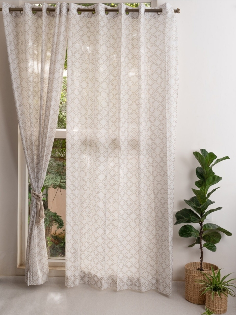 

The Yellow Dwelling Grey & White Geometric Cotton Door Curtain