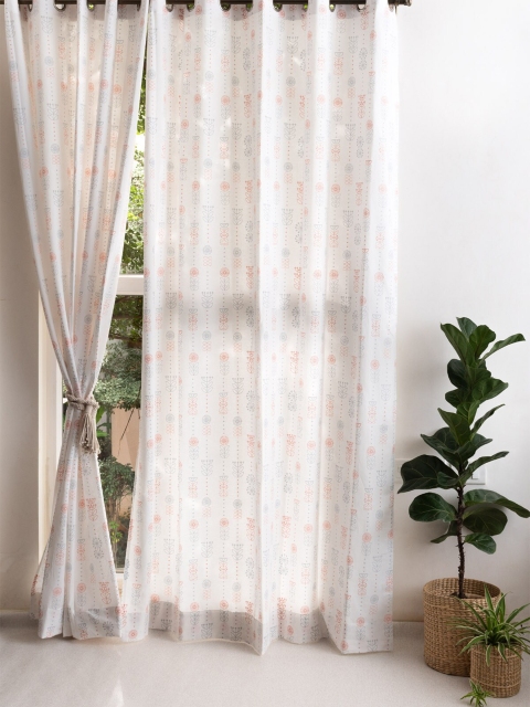 

The Yellow Dwelling Pink & White Floral Door Curtain