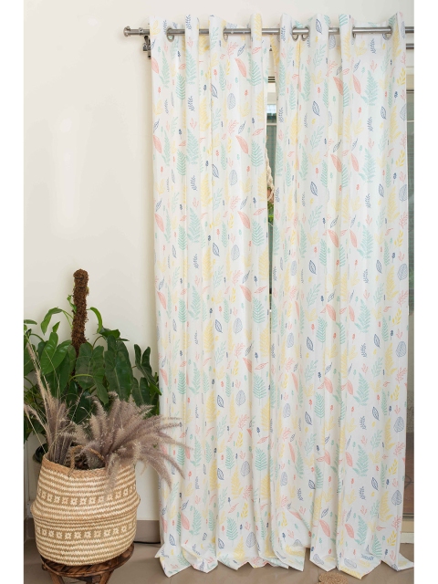 

The Yellow Dwelling White Floral Cotton Door Curtain