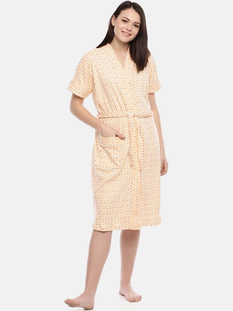 

GOLDSTROMS Women Peach-Coloured Printed Bath Robe