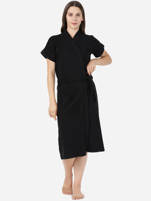 

GOLDSTROMS Women Black Solid Bath Robe