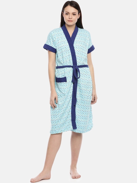 

GOLDSTROMS Women Blue & Orange Printed Bath Robe