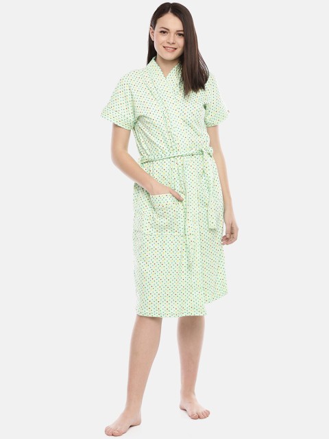 

GOLDSTROMS Women Green Printed Bathrobe