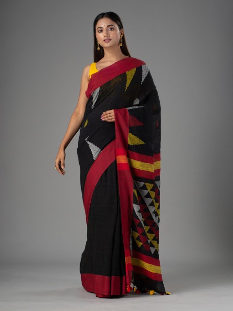 

Mitera Black Woven Design Saree