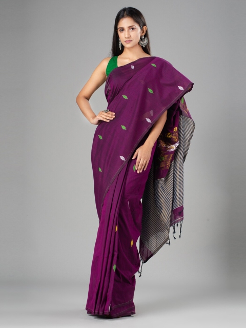 

Mitera Purple Woven Design Pure Cotton Saree