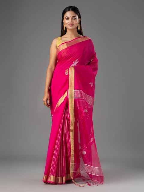 

Mitera Pink Woven Design Saree