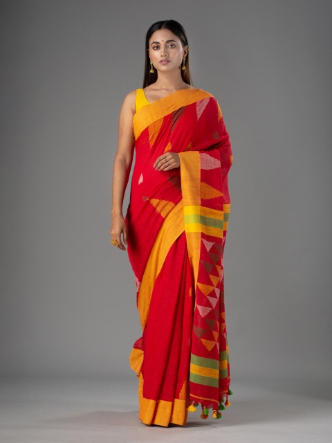 

Mitera Red & Yellow Pure Cotton Saree