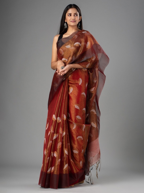 

Mitera Magenta Woven Design Pure Silk Saree
